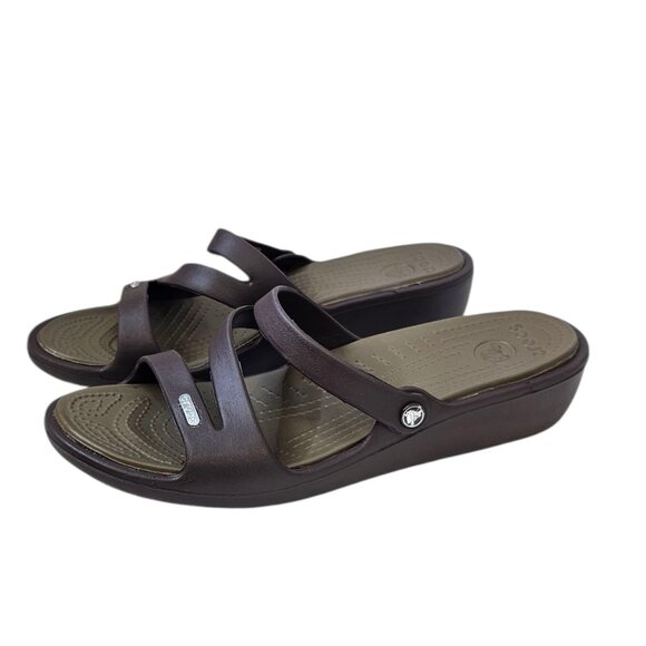CROCS Womens Patricia Strappy Slip On Sandals, Brown, Comfort, Size 10 - Picture 1 of 10